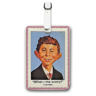 Onyourcases Alfred E Neuman Custom Luggage Tags Personalized Name PU Leather Luggage Tag With Strap Awesome Baggage Brand Top Hanging Suitcase Bag Tags Name ID Labels Travel Bag Accessories