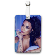Onyourcases Demi Lovato Custom Luggage Tags Personalized Name PU Leather Luggage Tag With Strap Awesome Baggage Brand Top Hanging Suitcase Bag Tags Name ID Labels Travel Bag Accessories