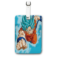 Onyourcases Goku Super Saiyan Blue Dragon Ball Super Custom Luggage Tags Personalized Name PU Leather Luggage Tag With Strap Awesome Baggage Brand Top Hanging Suitcase Bag Tags Name ID Labels Travel Bag Accessories