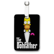 Onyourcases Homer Simpson Godfather Custom Luggage Tags Personalized Name PU Leather Luggage Tag With Strap Awesome Baggage Brand Hanging Top Suitcase Bag Tags Name ID Labels Travel Bag Accessories