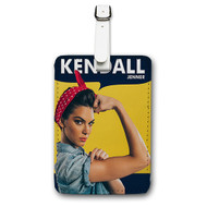 Onyourcases Kendall Jenner as Rosie the Riveter Custom Luggage Tags Personalized Name PU Leather Luggage Tag With Strap Awesome Baggage Brand Hanging Top Suitcase Bag Tags Name ID Labels Travel Bag Accessories