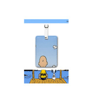 Onyourcases The Peanuts Snoopy and Charlie Brown Custom Luggage Tags Personalized Name PU Leather Luggage Tag With Strap Awesome Baggage Brand Hanging Top Suitcase Bag Tags Name ID Labels Travel Bag Accessories
