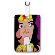Onyourcases Wonder Woman and Banana Custom Luggage Tags Personalized Name PU Leather Luggage Tag With Strap Awesome Baggage Brand Hanging Top Suitcase Bag Tags Name ID Labels Travel Bag Accessories