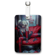 Onyourcases Harley Quinn You Wanna Play With Me Custom Luggage Tags Personalized Name PU Leather Luggage Tag With Strap Awesome Baggage Brand Hanging Top Suitcase Bag Tags Name ID Labels Travel Bag Accessories