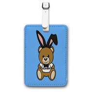 Onyourcases 42 Moschino Playboy Bear Blue Custom Luggage Tags Personalized Name Brand PU Leather Luggage Tag With Strap Awesome Baggage Hanging Suitcase Bag Tags Top Name ID Labels Travel Bag Accessories
