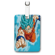 Onyourcases Goku Super Saiyan Blue Dragon Ball Super Custom Luggage Tags Personalized Name Brand PU Leather Luggage Tag With Strap Awesome Baggage Hanging Suitcase Bag Tags Top Name ID Labels Travel Bag Accessories