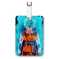 Onyourcases Goku Super Saiyan Blue Dragon Ball Super 2 Custom Luggage Tags Personalized Name Brand PU Leather Luggage Tag With Strap Awesome Baggage Hanging Suitcase Bag Tags Top Name ID Labels Travel Bag Accessories