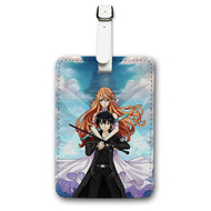 Onyourcases Kirito and Asuna Sword Art Online Custom Luggage Tags Personalized Name Brand PU Leather Luggage Tag With Strap Awesome Baggage Hanging Suitcase Bag Tags Top Name ID Labels Travel Bag Accessories
