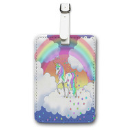 Onyourcases Rainbow Unicorn Custom Luggage Tags Personalized Name Brand PU Leather Luggage Tag With Strap Awesome Baggage Hanging Suitcase Bag Tags Top Name ID Labels Travel Bag Accessories