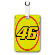 Onyourcases Valentino Rossi Yellow Custom Luggage Tags Personalized Name Brand PU Leather Luggage Tag With Strap Awesome Baggage Hanging Suitcase Bag Tags Top Name ID Labels Travel Bag Accessories