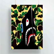 Onyourcases Bape Shark Custom Poster Silk Poster Wall Decor Home Decoration Wall Art Satin Silky Decorative Wallpaper Personalized Wall Hanging 20x14 Inch 24x35 Inch Poster