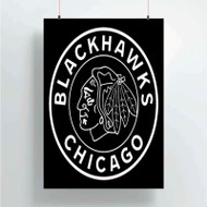 Onyourcases Chicago Blackhawks NHL Art Custom Poster Silk Poster Wall Decor Home Decoration Wall Art Satin Silky Decorative Wallpaper Personalized Wall Hanging 20x14 Inch 24x35 Inch Poster