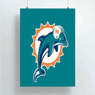 Onyourcases Miami Dolphins NFL Art Custom Poster Silk Poster Wall Decor Home Decoration Wall Art Satin Silky Decorative Wallpaper Personalized Wall Hanging 20x14 Inch 24x35 Inch Poster