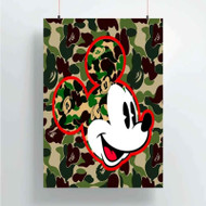 Onyourcases Mickey Mouse Bape Custom Poster Silk Poster Wall Decor Home Decoration Wall Art Satin Silky Decorative Wallpaper Personalized Wall Hanging 20x14 Inch 24x35 Inch Poster