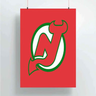 Onyourcases New Jersey Devils NHL Art Custom Poster Silk Poster Wall Decor Home Decoration Wall Art Satin Silky Decorative Wallpaper Personalized Wall Hanging 20x14 Inch 24x35 Inch Poster