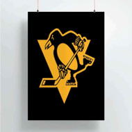 Onyourcases Pittsburgh Penguins NHL Art Custom Poster Silk Poster Wall Decor Home Decoration Wall Art Satin Silky Decorative Wallpaper Personalized Wall Hanging 20x14 Inch 24x35 Inch Poster