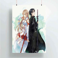 Onyourcases Sword Art Online Kirito and Asuna Custom Poster Silk Poster Wall Decor Home Decoration Wall Art Satin Silky Decorative Wallpaper Personalized Wall Hanging 20x14 Inch 24x35 Inch Poster