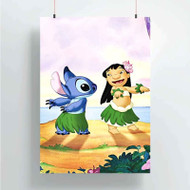 Onyourcases Disney Lilo and Stitch Dancing on The Beach Custom Poster New Silk Poster Wall Decor Home Decoration Wall Art Satin Silky Decorative Wallpaper Personalized Wall Hanging 20x14 Inch 24x35 Inch Poster