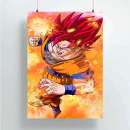Onyourcases Goku Super Saiyan God Dragon Ball Z Custom Poster New Silk Poster Wall Decor Home Decoration Wall Art Satin Silky Decorative Wallpaper Personalized Wall Hanging 20x14 Inch 24x35 Inch Poster