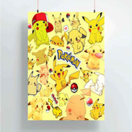 Onyourcases Pokemon Pikachu Collage Custom Poster New Silk Poster Wall Decor Home Decoration Wall Art Satin Silky Decorative Wallpaper Personalized Wall Hanging 20x14 Inch 24x35 Inch Poster