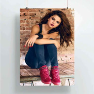 Onyourcases Selena Gomez on Wall Brick Custom Poster New Silk Poster Wall Decor Home Decoration Wall Art Satin Silky Decorative Wallpaper Personalized Wall Hanging 20x14 Inch 24x35 Inch Poster