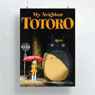 Onyourcases Studio Ghibli My Neighbor Totoro Rain Custom Poster New Silk Poster Wall Decor Home Decoration Wall Art Satin Silky Decorative Wallpaper Personalized Wall Hanging 20x14 Inch 24x35 Inch Poster