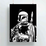 Onyourcases Boba fett Star Wars Black White Custom Poster Art Silk Poster Wall Decor Home Decoration Wall Art Satin Silky Decorative Wallpaper Personalized Wall Hanging 20x14 Inch 24x35 Inch Poster