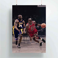 Onyourcases Kobe Bryant Vs Michael Jordan Battle Custom Poster Art Silk Poster Wall Decor Home Decoration Wall Art Satin Silky Decorative Wallpaper Personalized Wall Hanging 20x14 Inch 24x35 Inch Poster