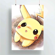 Onyourcases PIkachu Pokemon Print Custom Poster Art Silk Poster Wall Decor Home Decoration Wall Art Satin Silky Decorative Wallpaper Personalized Wall Hanging 20x14 Inch 24x35 Inch Poster