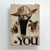 Onyourcases Star Yoda Wars May The Force Custom Poster Art Silk Poster Wall Decor Home Decoration Wall Art Satin Silky Decorative Wallpaper Personalized Wall Hanging 20x14 Inch 24x35 Inch Poster