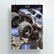 Onyourcases Megalodon Monster Jam Truck Custom Poster Awesome Silk Poster Wall Decor Home Decoration Wall Art Satin Silky Decorative Wallpaper Personalized Wall Hanging 20x14 Inch 24x35 Inch Poster