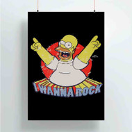 Onyourcases Homer The Simpsons I Wanna Rock Custom Poster Gift Silk Poster Wall Decor Home Decoration Wall Art Satin Silky Decorative Wallpaper Personalized Wall Hanging 20x14 Inch 24x35 Inch Poster