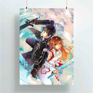 Onyourcases Kirito and Asuna Sword Art Online Custom Poster Gift Silk Poster Wall Decor Home Decoration Wall Art Satin Silky Decorative Wallpaper Personalized Wall Hanging 20x14 Inch 24x35 Inch Poster