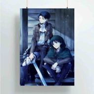 Onyourcases Levi and Eren Attack On Titan Custom Poster Gift Silk Poster Wall Decor Home Decoration Wall Art Satin Silky Decorative Wallpaper Personalized Wall Hanging 20x14 Inch 24x35 Inch Poster