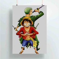 Onyourcases Luffy and Zoro One Piece Custom Poster Gift Silk Poster Wall Decor Home Decoration Wall Art Satin Silky Decorative Wallpaper Personalized Wall Hanging 20x14 Inch 24x35 Inch Poster