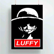 Onyourcases Luffy One Piece Face Custom Poster Gift Silk Poster Wall Decor Home Decoration Wall Art Satin Silky Decorative Wallpaper Personalized Wall Hanging 20x14 Inch 24x35 Inch Poster