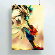 Onyourcases Mega Lucario Pokemon Custom Poster Gift Silk Poster Wall Decor Home Decoration Wall Art Satin Silky Decorative Wallpaper Personalized Wall Hanging 20x14 Inch 24x35 Inch Poster
