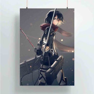 Onyourcases Mikasa Ackerman Attack on Titan Art Custom Poster Gift Silk Poster Wall Decor Home Decoration Wall Art Satin Silky Decorative Wallpaper Personalized Wall Hanging 20x14 Inch 24x35 Inch Poster