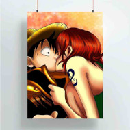 Onyourcases Monkey D Luffy and Nami One Piece Kiss Custom Poster Gift Silk Poster Wall Decor Home Decoration Wall Art Satin Silky Decorative Wallpaper Personalized Wall Hanging 20x14 Inch 24x35 Inch Poster