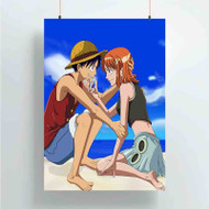 Onyourcases Monkey D Luffy and Nami One Piece Love Custom Poster Gift Silk Poster Wall Decor Home Decoration Wall Art Satin Silky Decorative Wallpaper Personalized Wall Hanging 20x14 Inch 24x35 Inch Poster