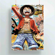 Onyourcases Monkey D Luffy One Piece Custom Poster Gift Silk Poster Wall Decor Home Decoration Wall Art Satin Silky Decorative Wallpaper Personalized Wall Hanging 20x14 Inch 24x35 Inch Poster