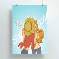 Onyourcases Nami and Luffy One Piece Kiss Custom Poster Gift Silk Poster Wall Decor Home Decoration Wall Art Satin Silky Decorative Wallpaper Personalized Wall Hanging 20x14 Inch 24x35 Inch Poster