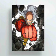 Onyourcases One Punch Man Saitama Sensei Power Custom Poster Gift Silk Poster Wall Decor Home Decoration Wall Art Satin Silky Decorative Wallpaper Personalized Wall Hanging 20x14 Inch 24x35 Inch Poster