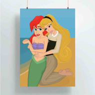 Onyourcases Princess Ariel and Aurora Disney Custom Poster Gift Silk Poster Wall Decor Home Decoration Wall Art Satin Silky Decorative Wallpaper Personalized Wall Hanging 20x14 Inch 24x35 Inch Poster