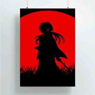 Onyourcases Red Moon Samurai X Rurouni Kenshin Custom Poster Gift Silk Poster Wall Decor Home Decoration Wall Art Satin Silky Decorative Wallpaper Personalized Wall Hanging 20x14 Inch 24x35 Inch Poster