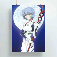 Onyourcases Rei Neon Genesis Evangelion Moon Custom Poster Gift Silk Poster Wall Decor Home Decoration Wall Art Satin Silky Decorative Wallpaper Personalized Wall Hanging 20x14 Inch 24x35 Inch Poster