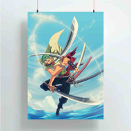 Onyourcases Roronoa Zoro One Piece Art Custom Poster Gift Silk Poster Wall Decor Home Decoration Wall Art Satin Silky Decorative Wallpaper Personalized Wall Hanging 20x14 Inch 24x35 Inch Poster