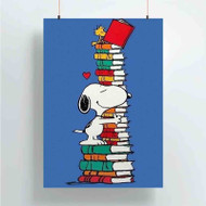 Onyourcases Snoopy and Woodstock Reading Book Custom Poster Gift Silk Poster Wall Decor Home Decoration Wall Art Satin Silky Decorative Wallpaper Personalized Wall Hanging 20x14 Inch 24x35 Inch Poster