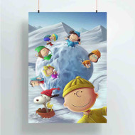 Onyourcases Snoopy The Peanuts Gang With Snowball Custom Poster Gift Silk Poster Wall Decor Home Decoration Wall Art Satin Silky Decorative Wallpaper Personalized Wall Hanging 20x14 Inch 24x35 Inch Poster