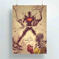 Onyourcases Superman vs Saitama Sensei One Punch Man Custom Poster Gift Silk Poster Wall Decor Home Decoration Wall Art Satin Silky Decorative Wallpaper Personalized Wall Hanging 20x14 Inch 24x35 Inch Poster